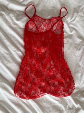 Vintage Red Lace Slip Dress